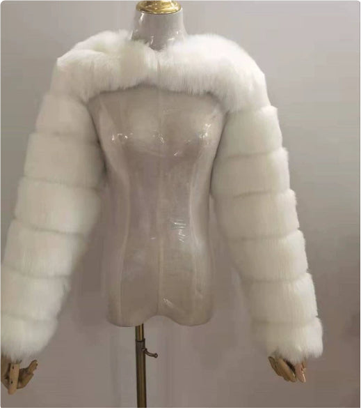 Abrigo de Piel de Zorro Sintético para Otoño e Invierno