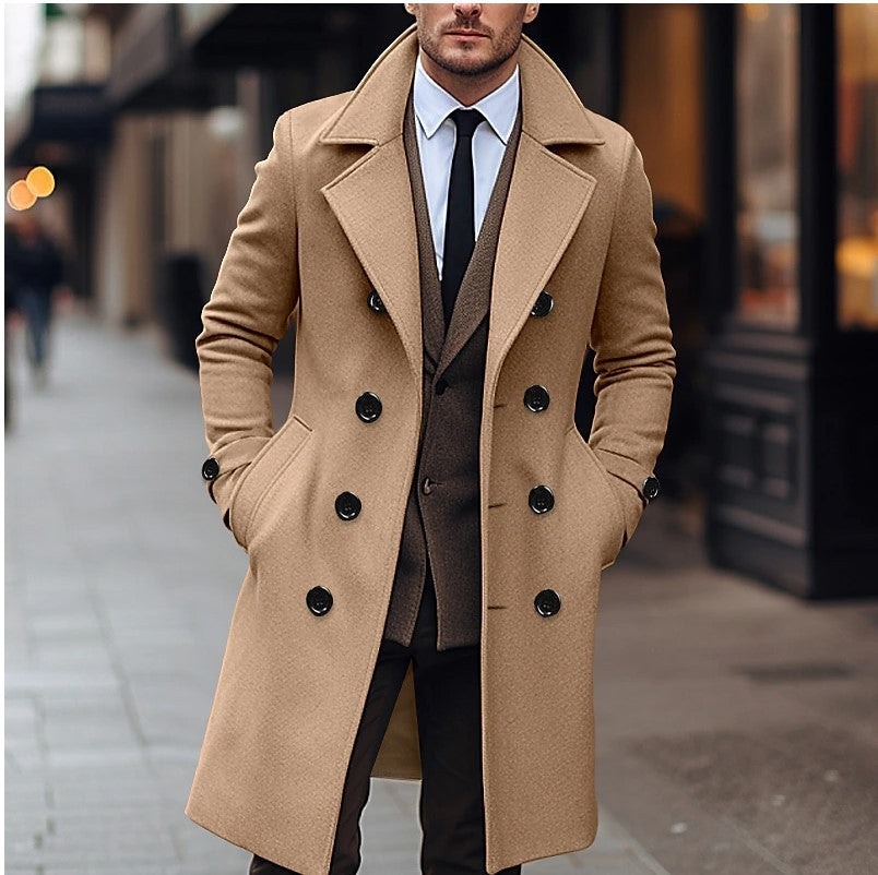 Abrigo largo de lana cruzado para hombre otoño invierno