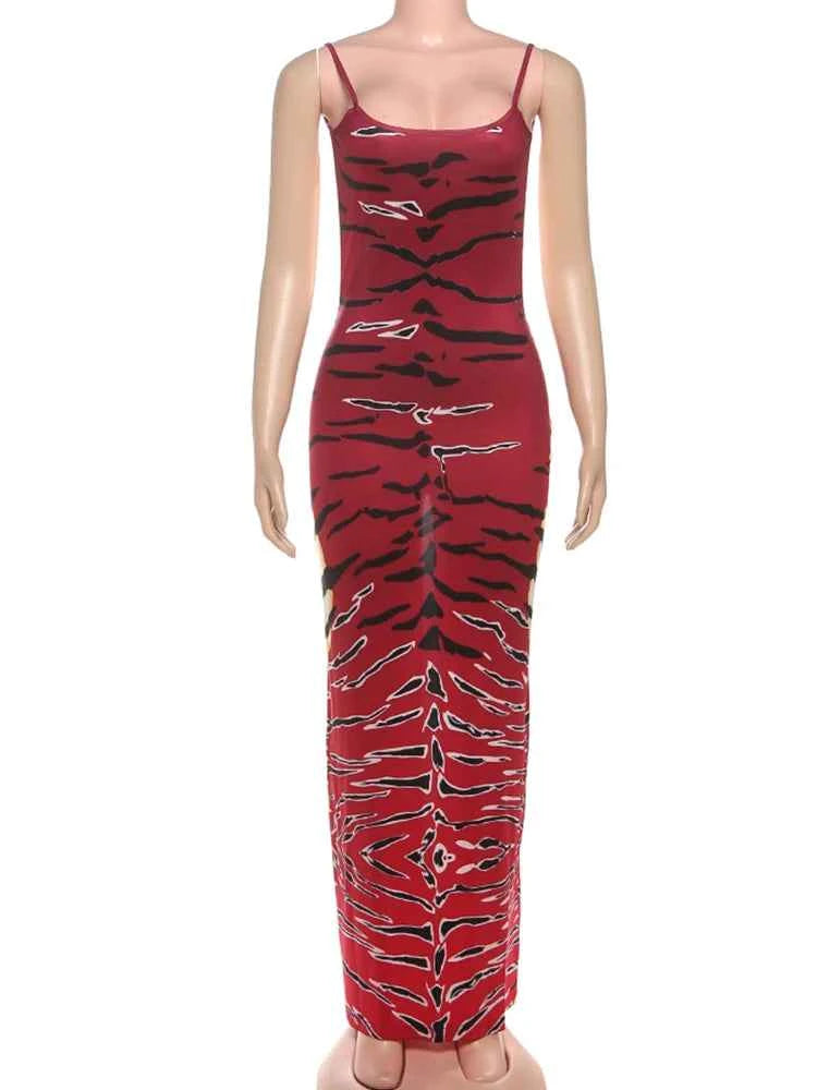 Leopard Backless Curve Maxi Dress