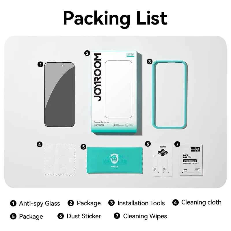 Joyroom 1/2Pcs 20°Anti-spy Glass For iPhone 16 15 Pro Max Glass For iPhone 16 15 14 13 12 11 Pro Max Privacy Screen Protector