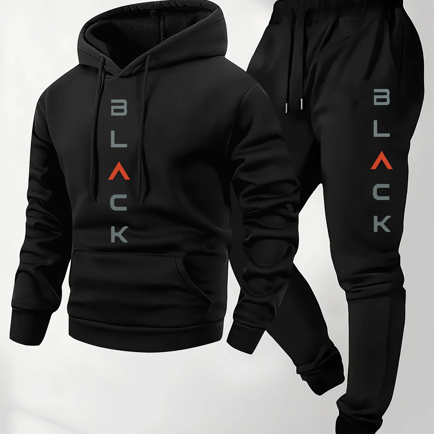 Conjunto deportivo con capucha y estampado de letras para hombre