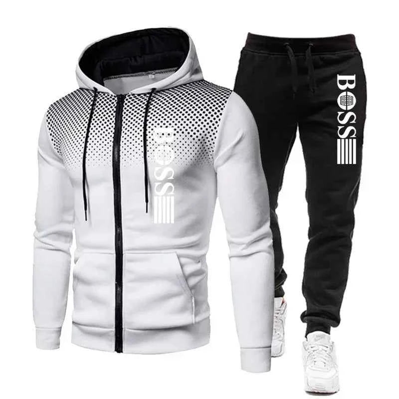 Men’s Zippered Hoodie & Casual Pants Set – Autumn/Winter Fitness & Street Style