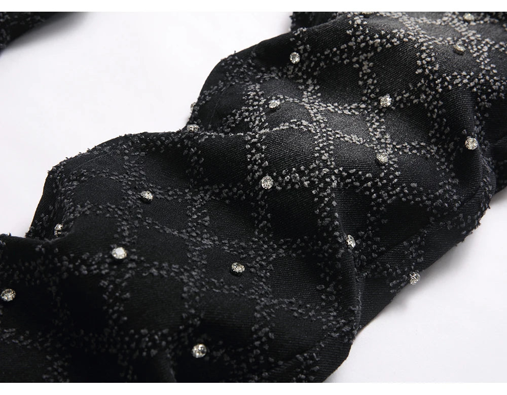 Men's Crystal Rhinestone Flare Leg Denim Jeans