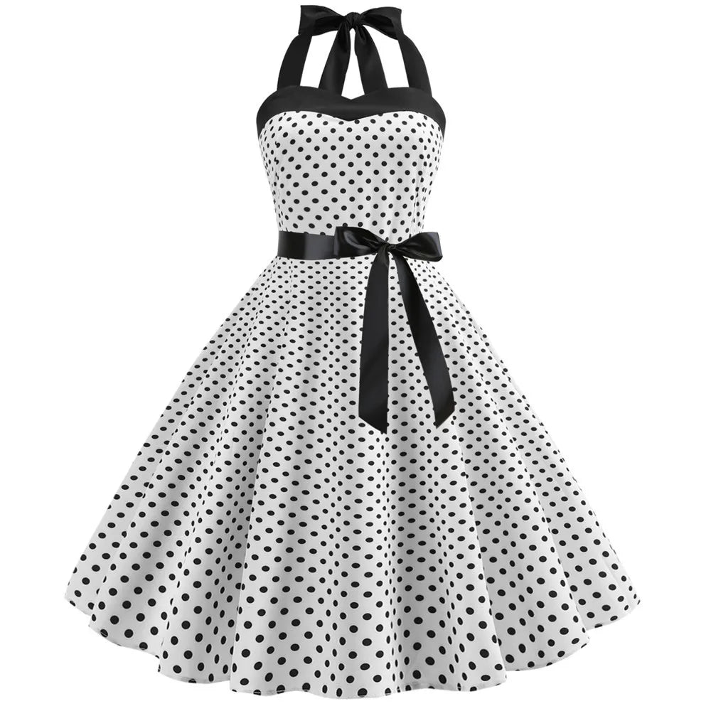 Vestido acampanado vintage de lunares