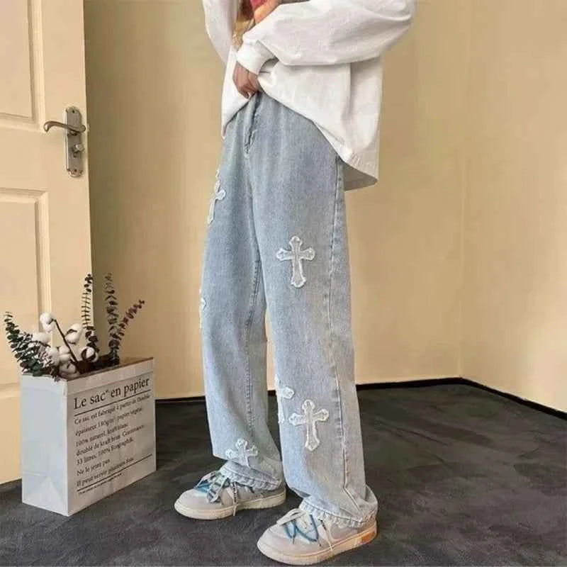 DCDG Cross Patch Straight Leg Jeans (Men’s Y2K Streetwear Denim)