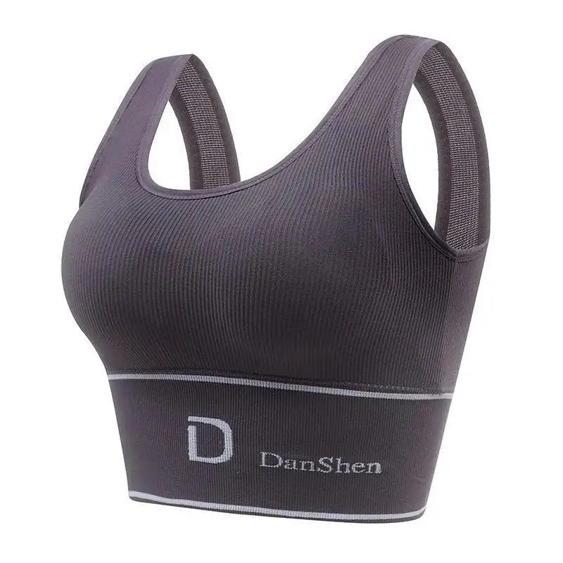 Chaleco deportivo a prueba de golpes para mujer | Top tubo fruncido sin aros con espalda en U