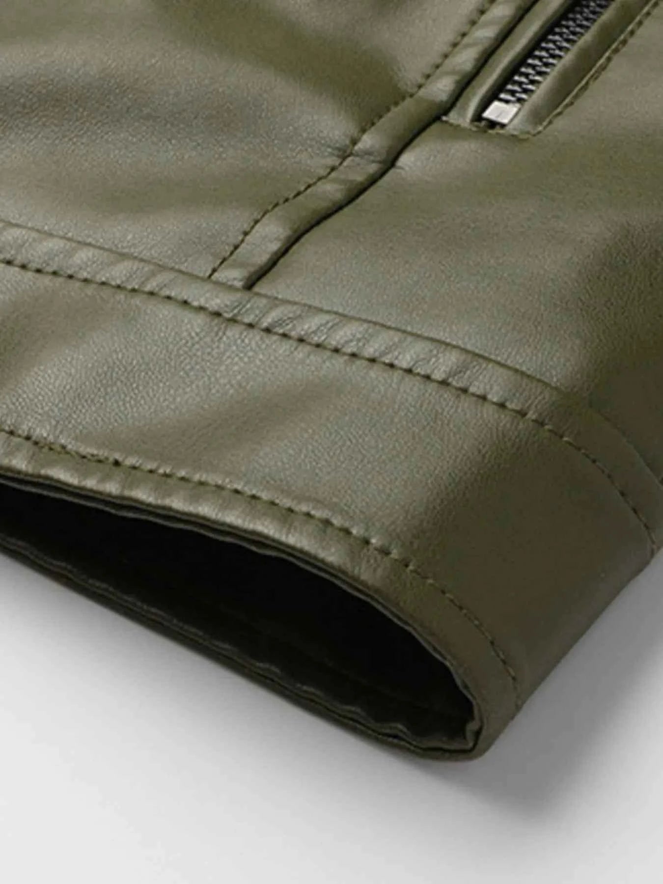 Men's Full Size Leather Zip Up Jacket Plus Size
