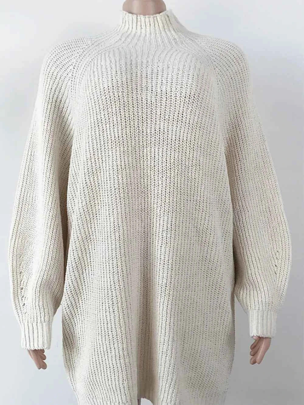 Mock Neck Dropped Shoulder Sweater Dress