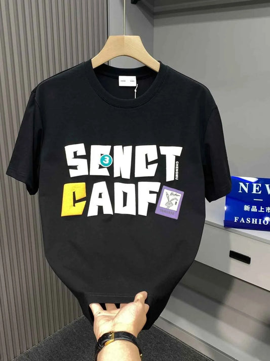 Men's Plus Size Letter Graphic Round Neck Short Sleeve T-Shirt