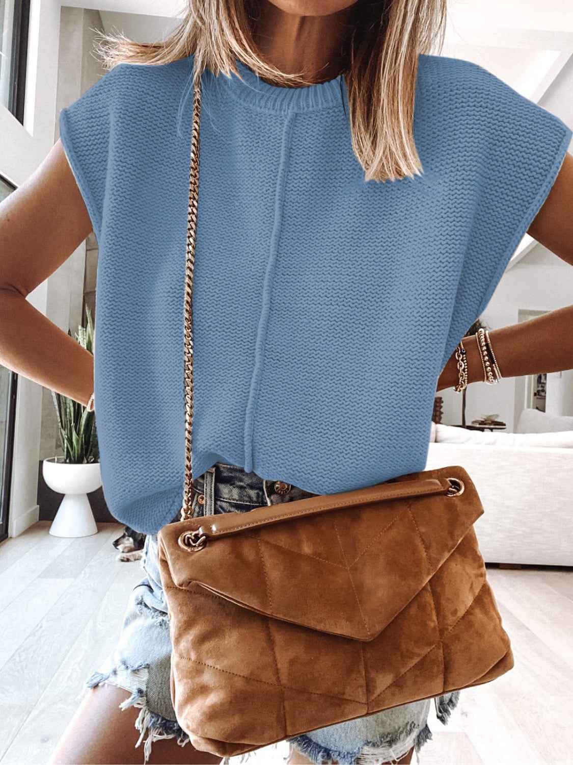Cap Sleeve Sweater Vest for Stylish Comfort and Versatility