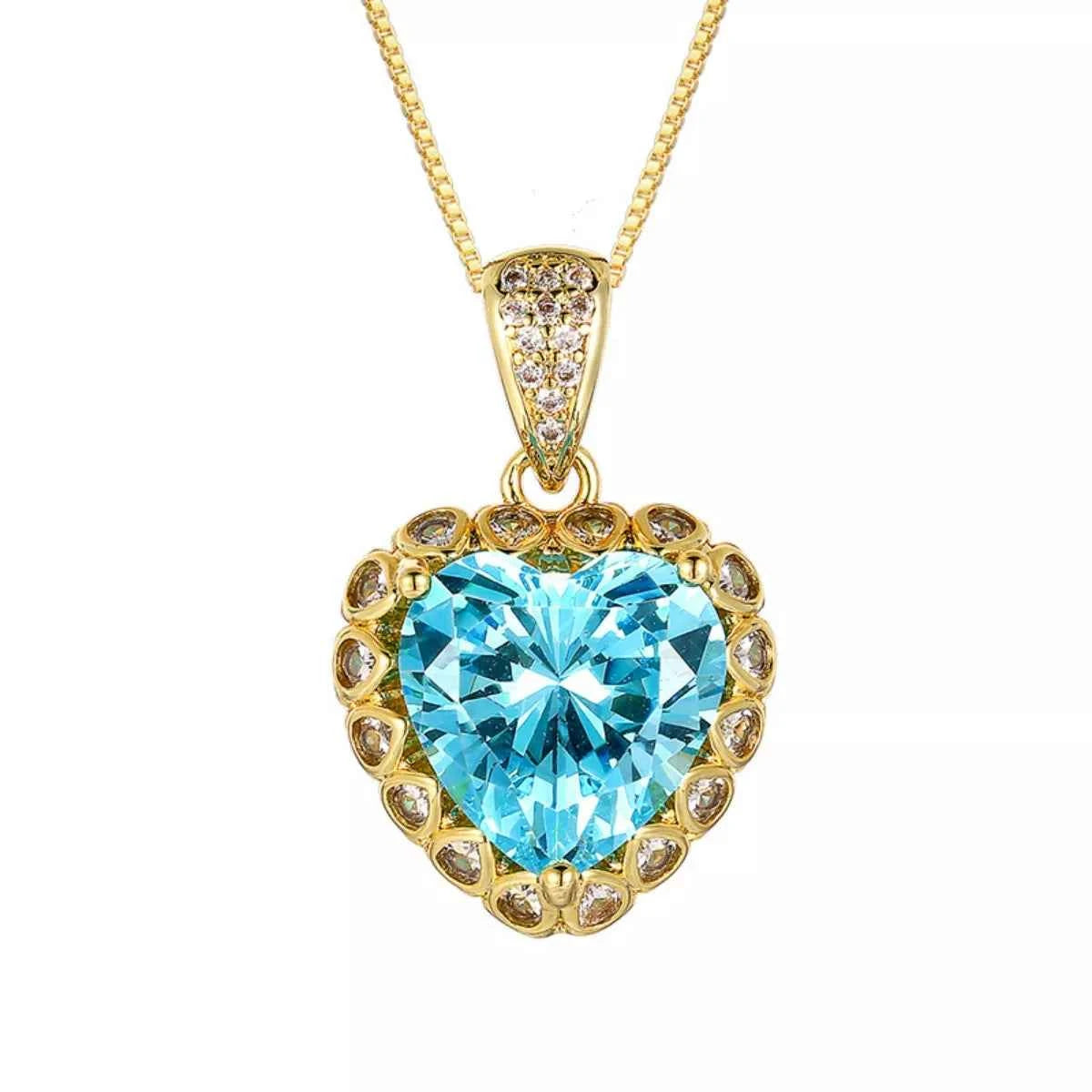 Heart-Shaped Aquamarine Pendant Necklace