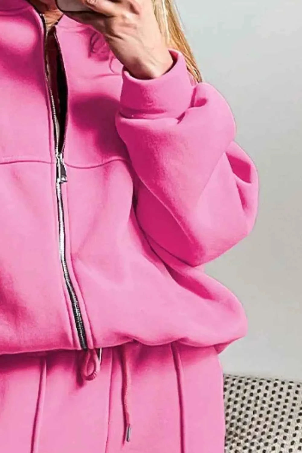 Zip Up Loungewear Set: Long Sleeve Top and Pants Combo