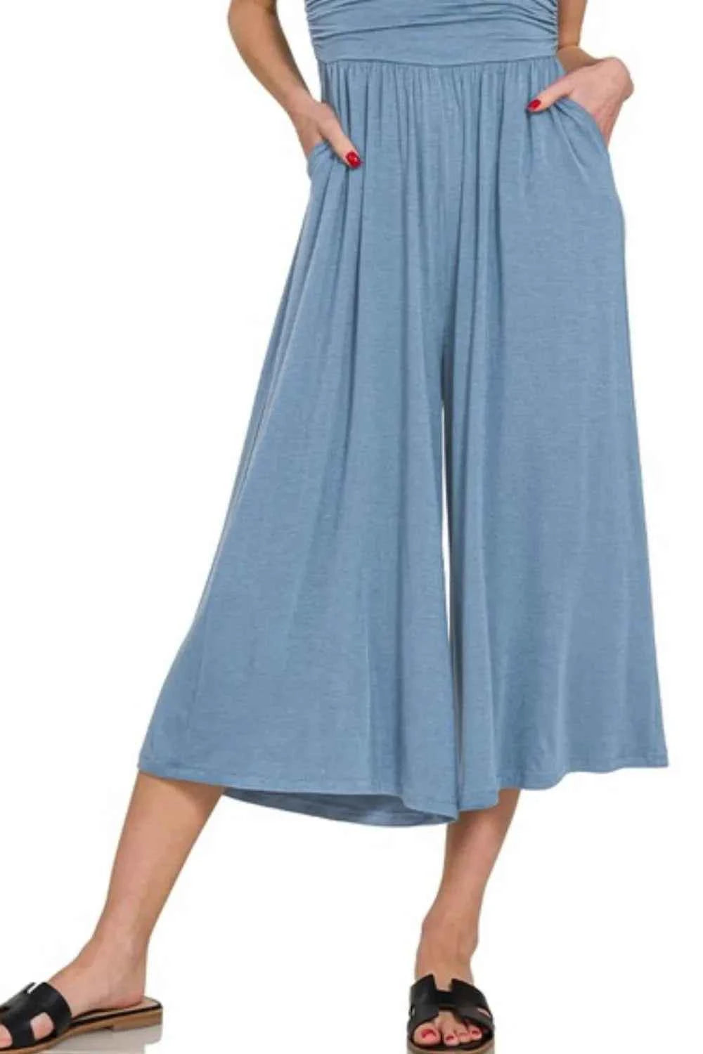 Zenana Strapless Jumpsuit - Double Layered Tube Top Design