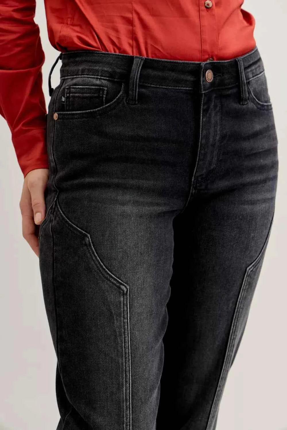 Judy Blue Mid Rise Straight Western Seam Detail Jeans