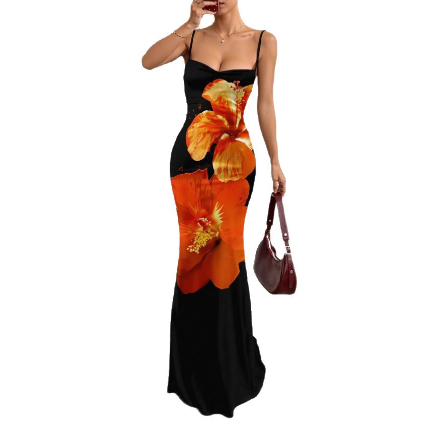 Vestido Maxi Ajustado con Estampado de Leopardo (Vestido Elegante sin Mangas Estilo Lápiz para Mujer)