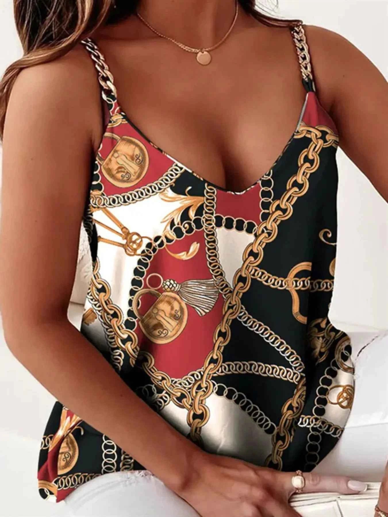 Chain Strap V-Neck Tank Top
