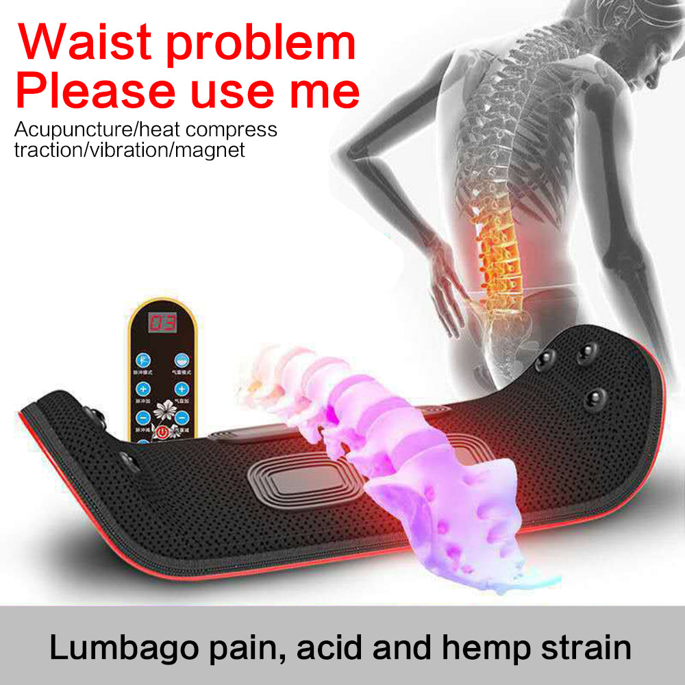 Dispositivo de tracción lumbar eléctrico de relajación, masajeador vibratorio de espalda y cintura, soporte para la columna lumbar, alivia la fatiga de la cintura