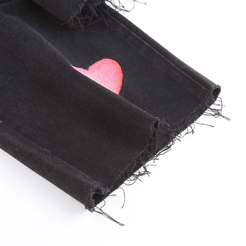 Vaqueros estampados con corazones