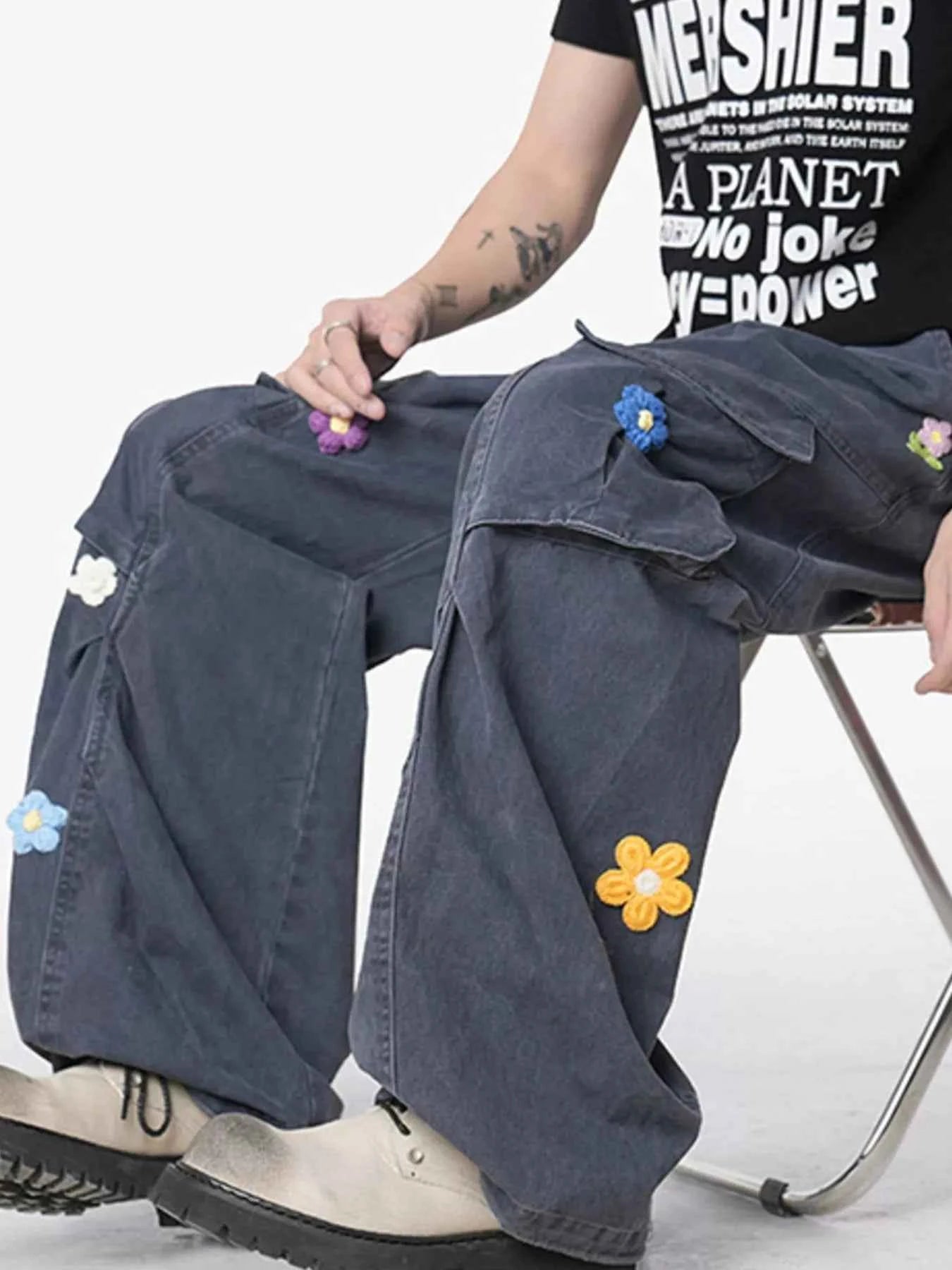 Men's Flower Wide Leg Pants