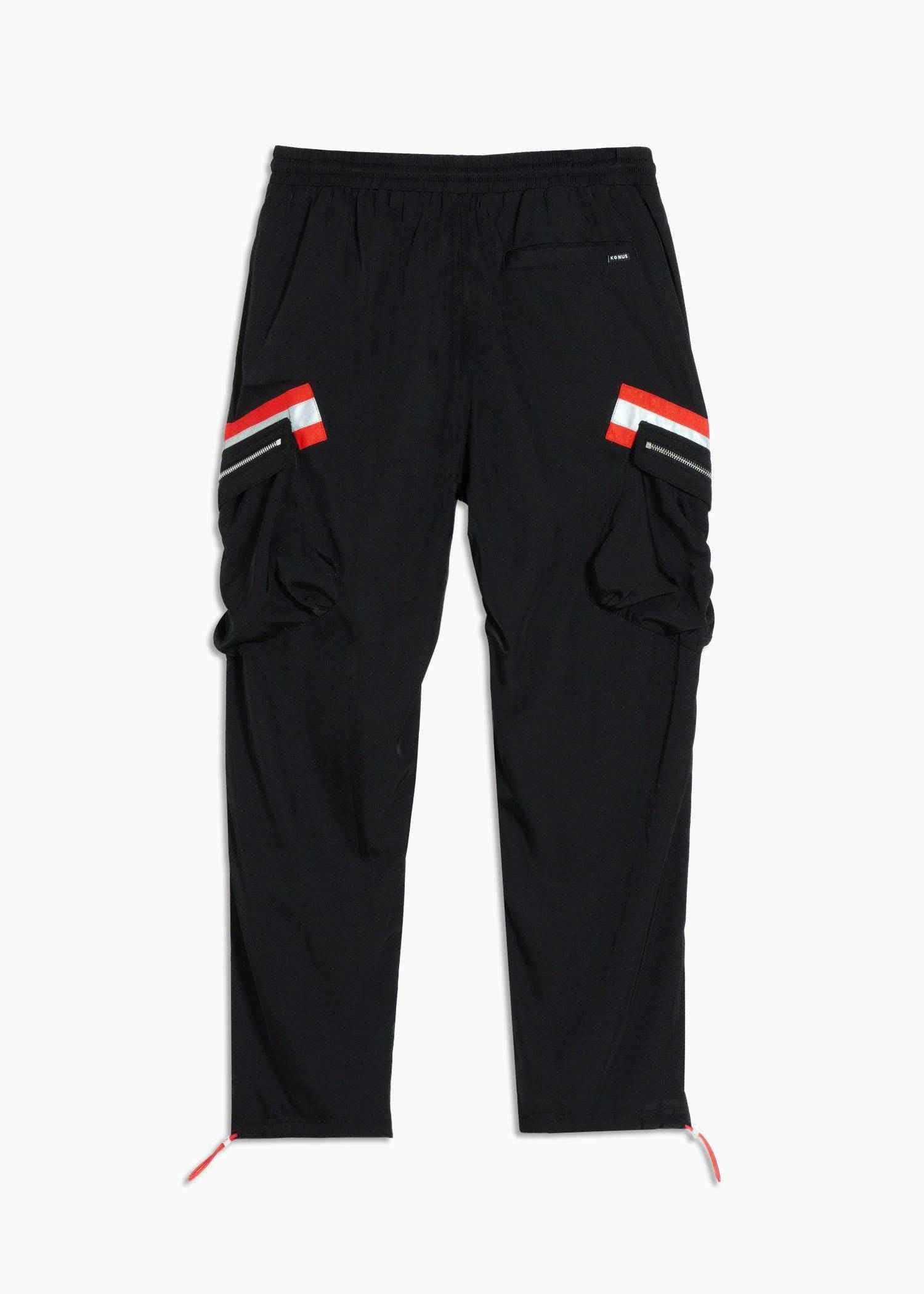 Konus Men’s Reflective Tape Utility Cargo Pants – Black