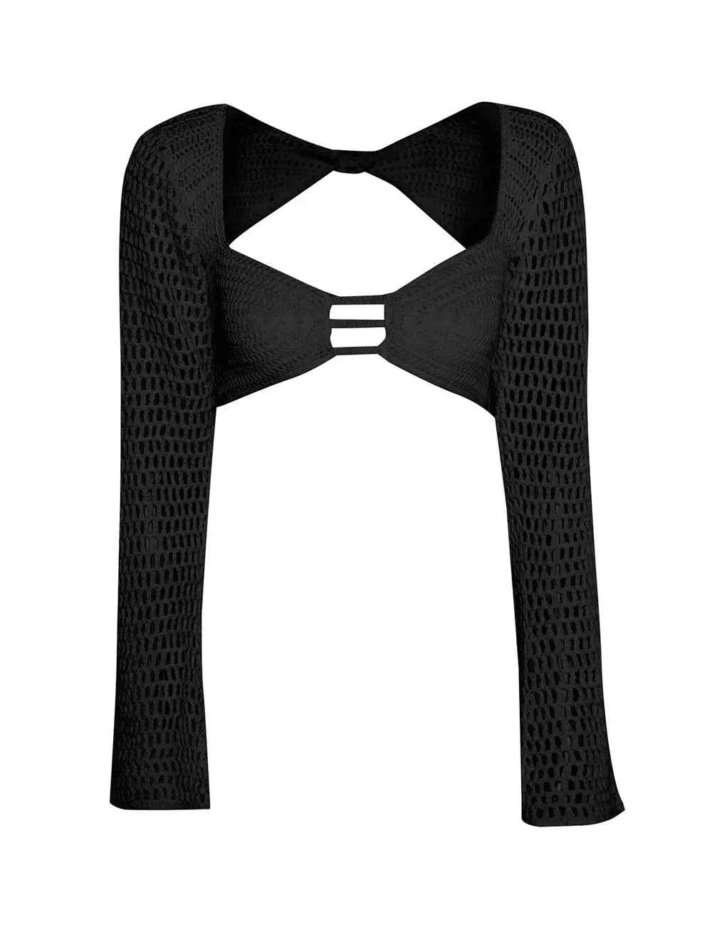 Tied Long Sleeve Cover Up Set with Skirt
