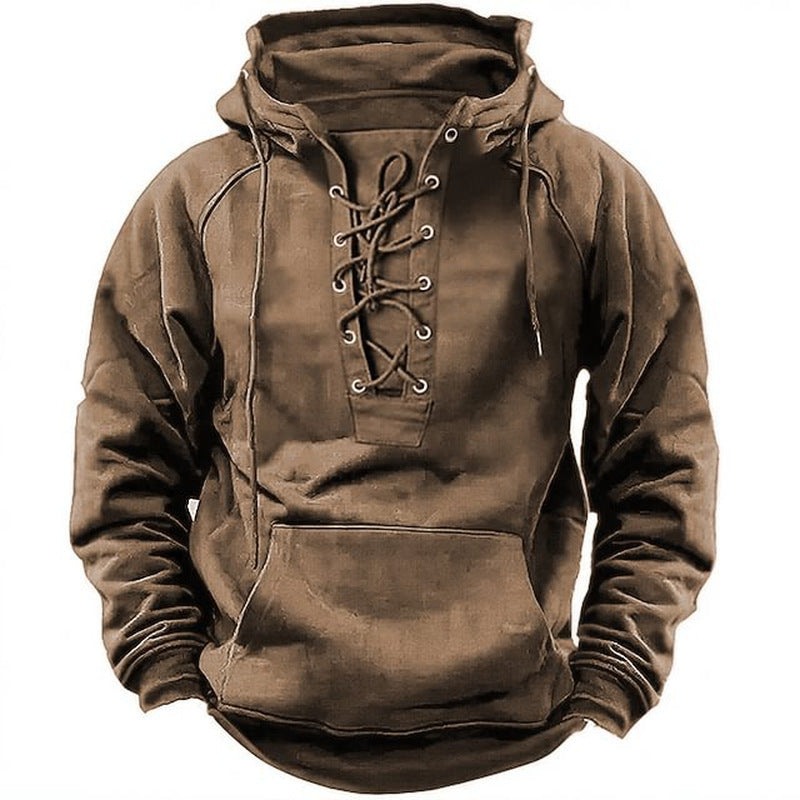 Sudadera con capucha y cordones Ins para hombre, top de manga larga informal deportivo con bolsillo