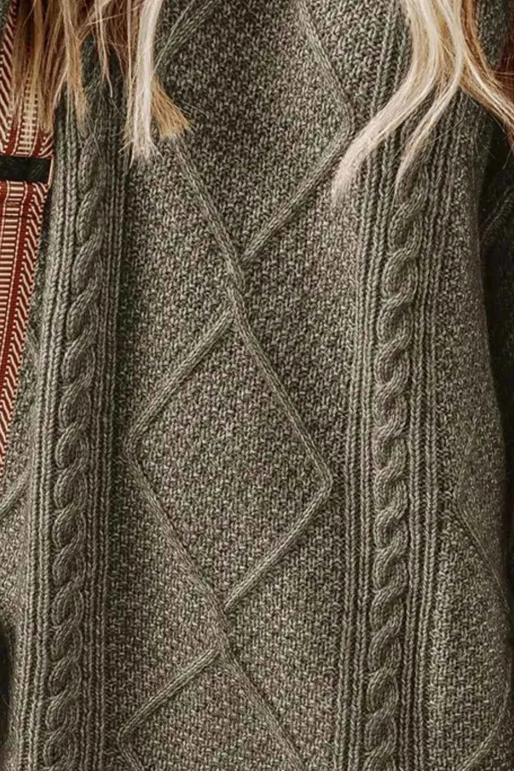 Cable-Knit Sweater Dress with Round Neck