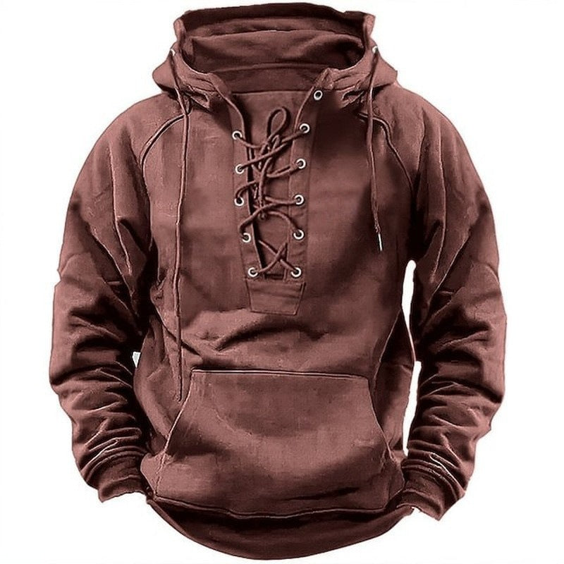 Sudadera con capucha y cordones Ins para hombre, top de manga larga informal deportivo con bolsillo