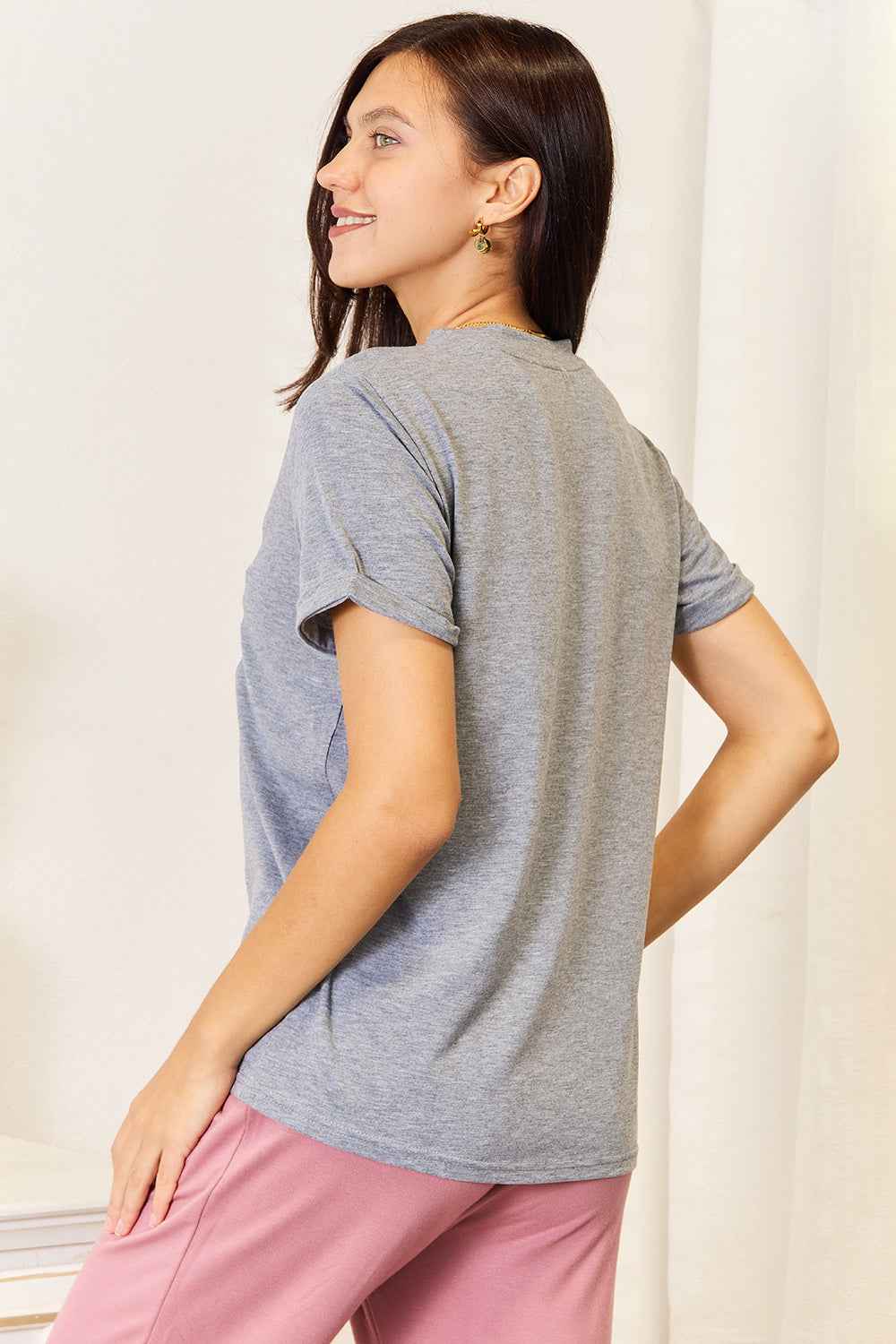 Simply Love Heart T-Shirt - Cuffed Short Sleeve Graphic Tee