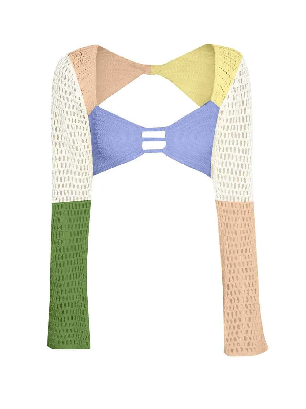 Tied Long Sleeve Cover Up Set with Skirt