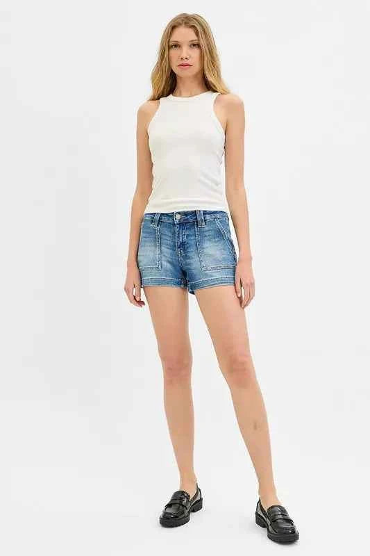 RISEN Low Rise Patched Pocket Shorts