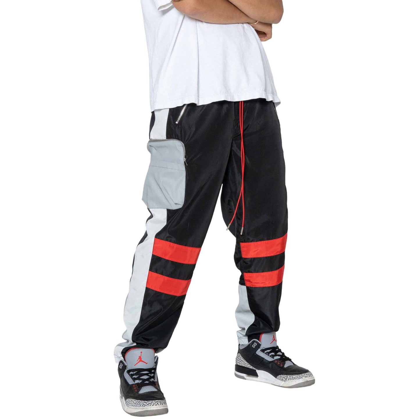 Robin K - Men’s Reflective Cargo Pants in Black