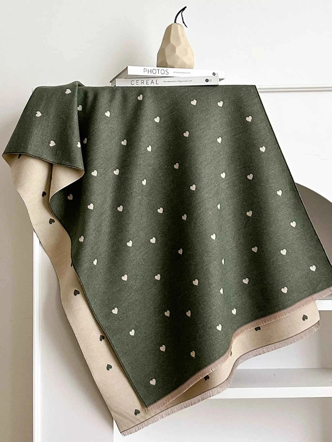 Heart Raw Hem Scarf