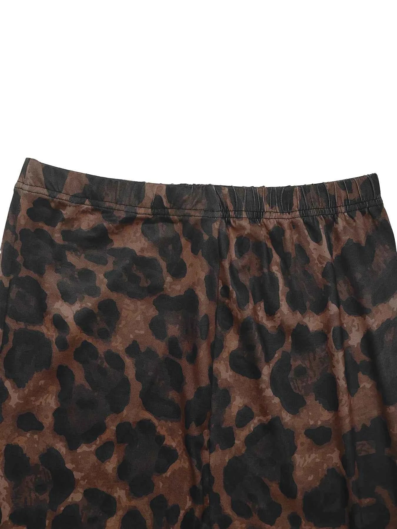 Leopard Round Neck Top and Skirt Set - Stylish Leopard Top and Skirt Set for Every Occasion