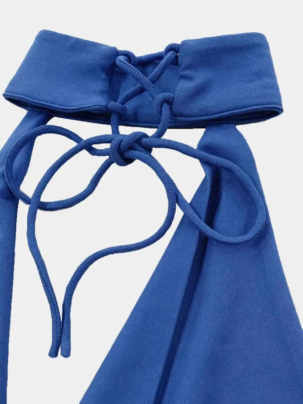 Backless Lace Up Back Sleeveless Maxi Dress