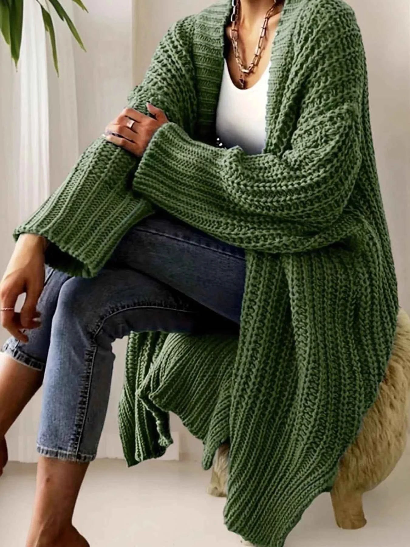 Chunky Knit Open Front Cardigan