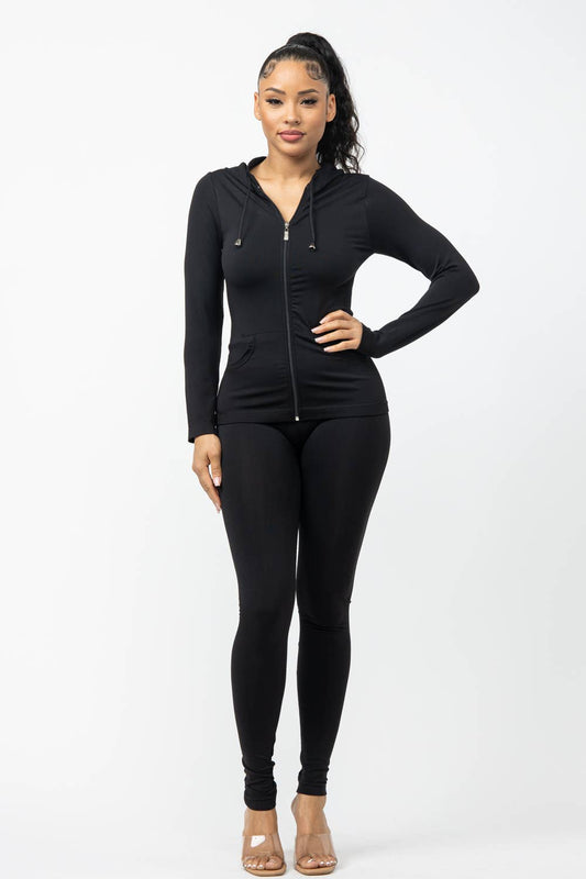 Julia by LoveJ – Seamless Zip-Up Hoodie Jacket & Leggings Set