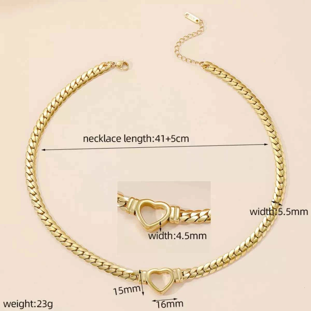 18K Gold-Plated Chain Heart Necklace