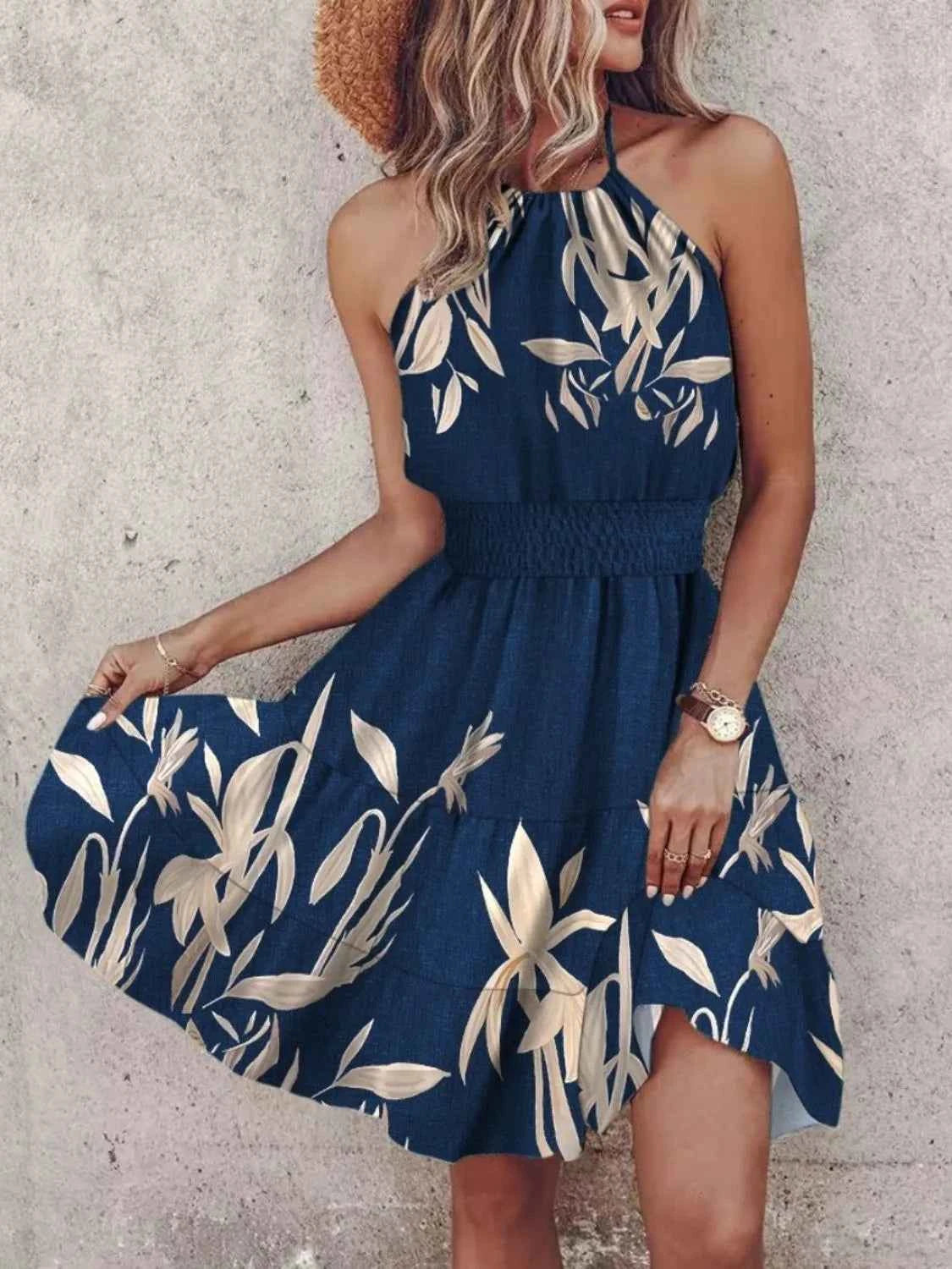 Paisley Print Halter Neck Mini Dress