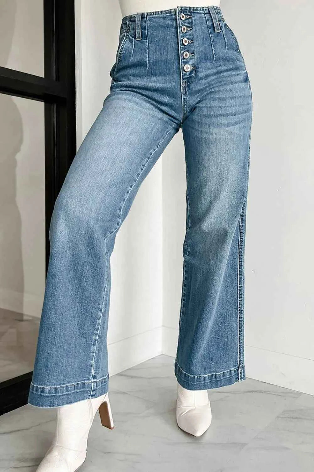 Button Fly High Waist Jeans for Effortless Style and Comfort