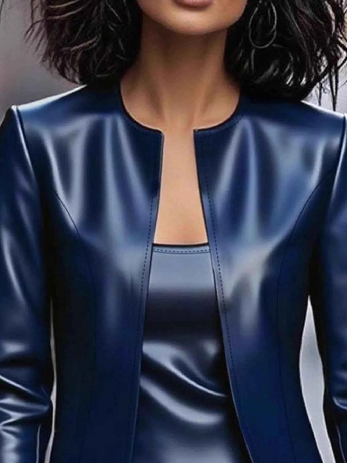Open Front Leather Jacket Dress Set for Effortless Style and Versatility