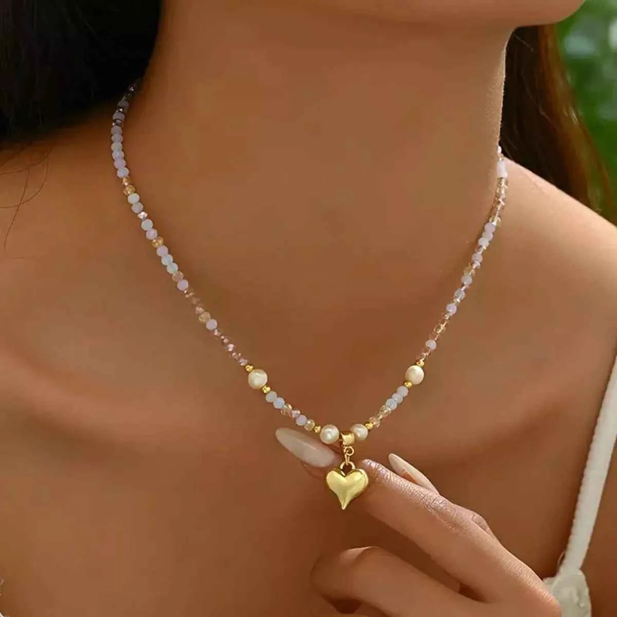 Bead Heart Pendant Necklace