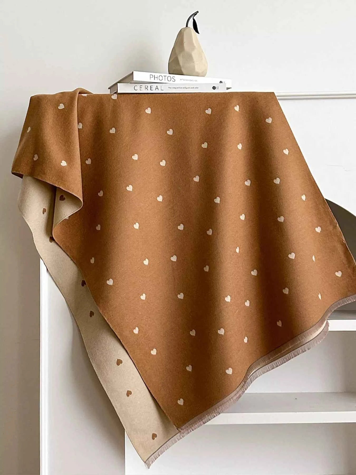 Heart Raw Hem Scarf