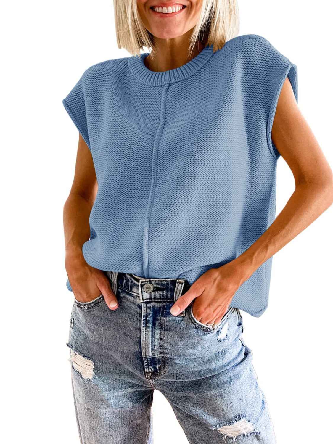 Cap Sleeve Sweater Vest for Stylish Comfort and Versatility