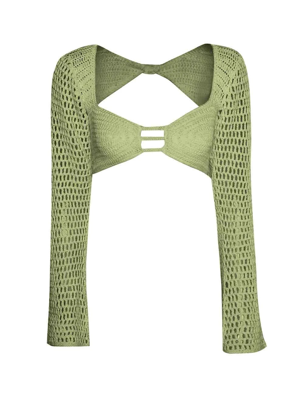 Tied Long Sleeve Cover Up Set with Skirt