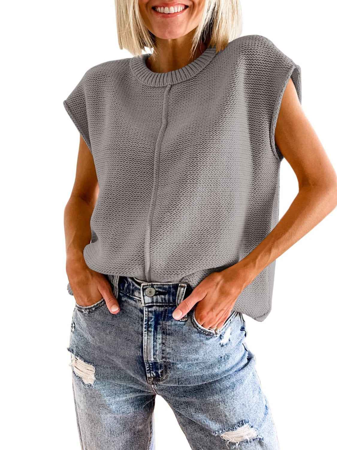 Cap Sleeve Sweater Vest for Stylish Comfort and Versatility
