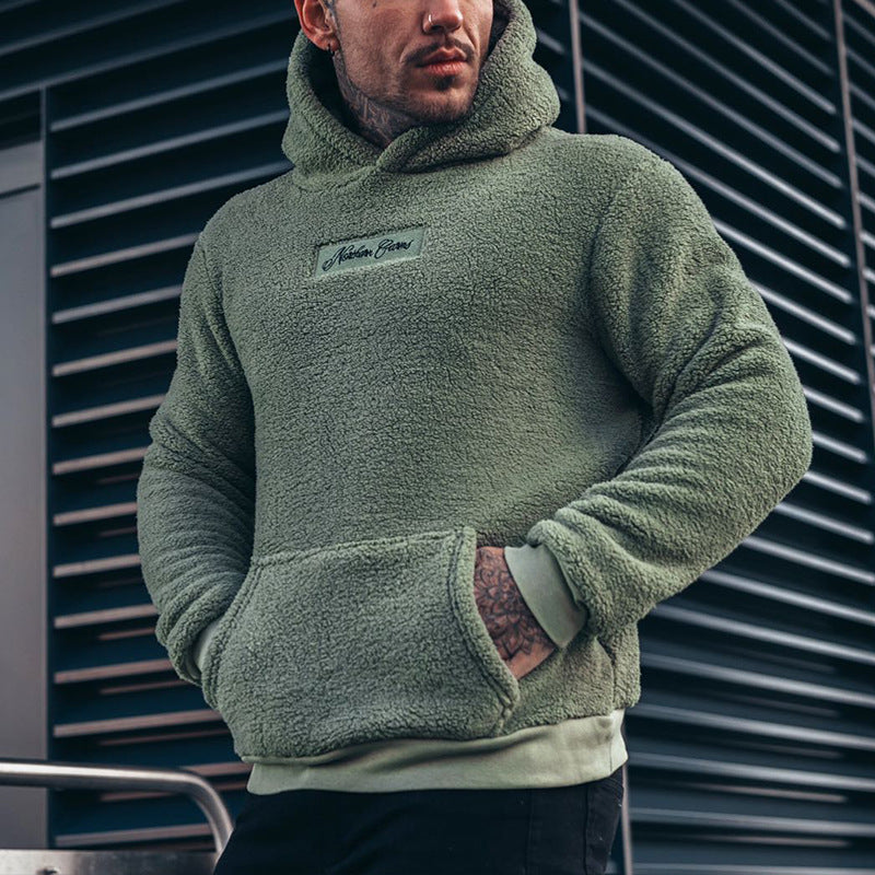 Sudadera con capucha de felpa para hombre con bolsillo grande, jersey de moda de manga larga, top con capucha, ropa lisa.