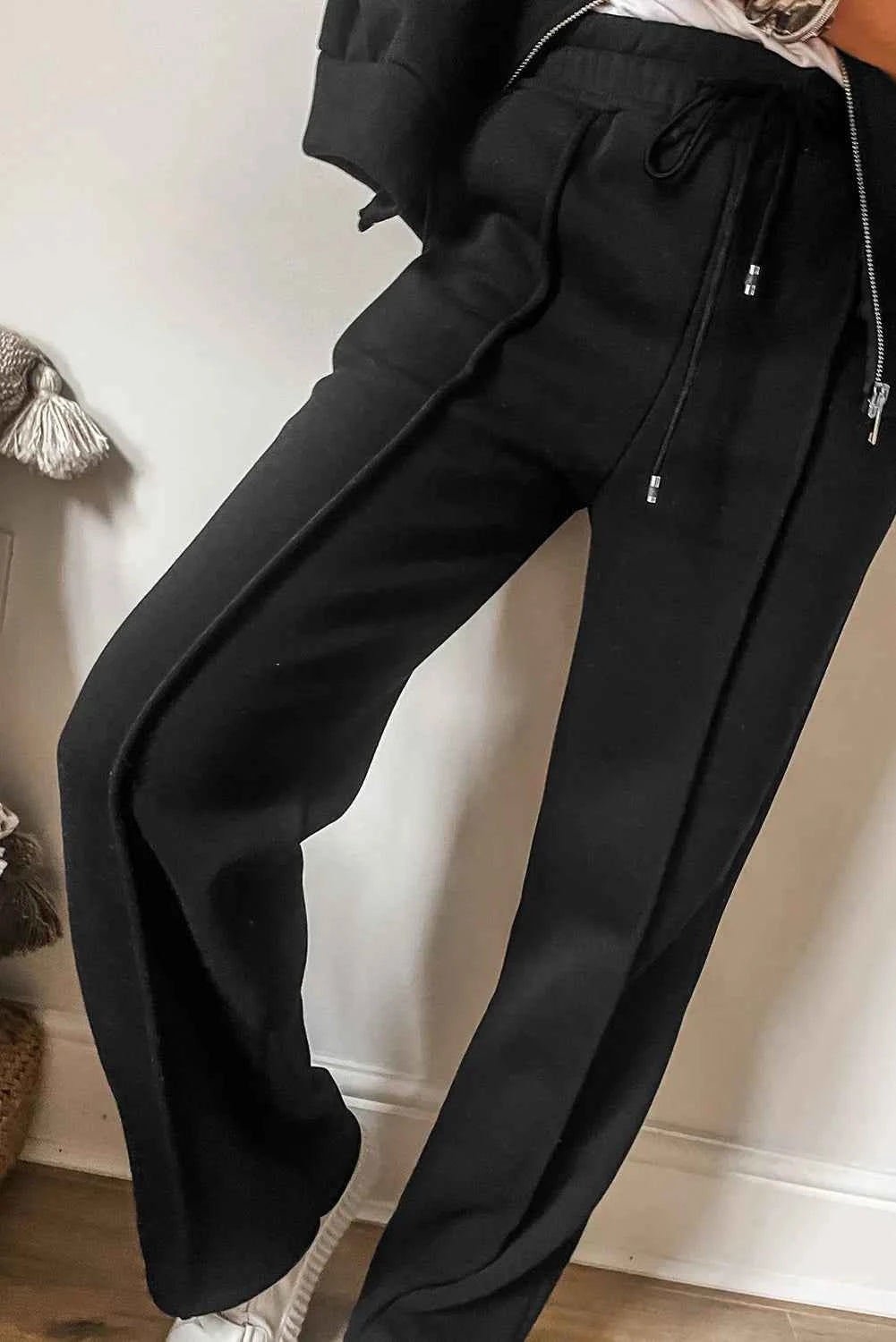 Zip Up Loungewear Set: Long Sleeve Top and Pants Combo