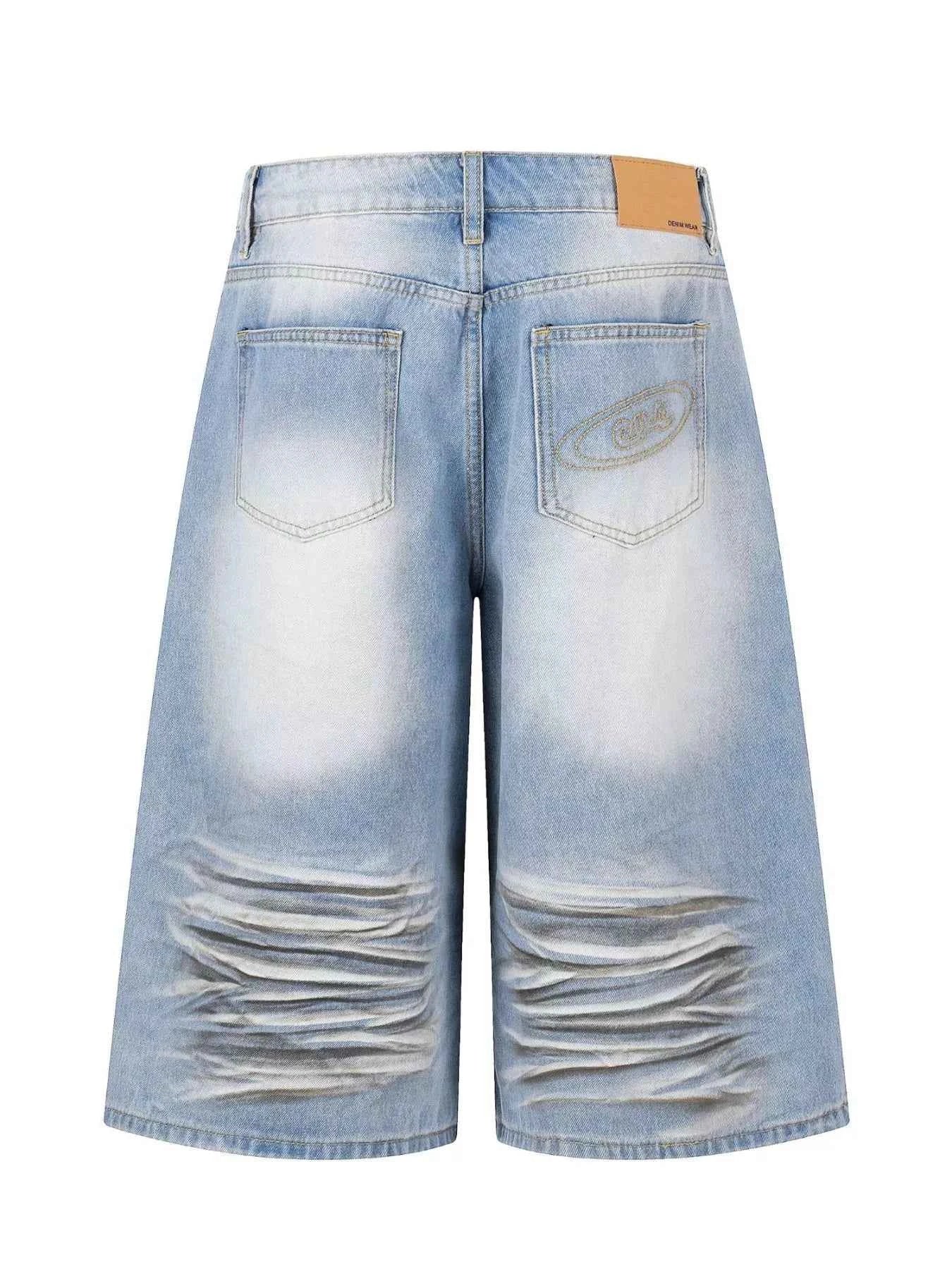 TrendMaster Men’s Full Size Distressed Wide-Leg Capri Jeans Plus Size