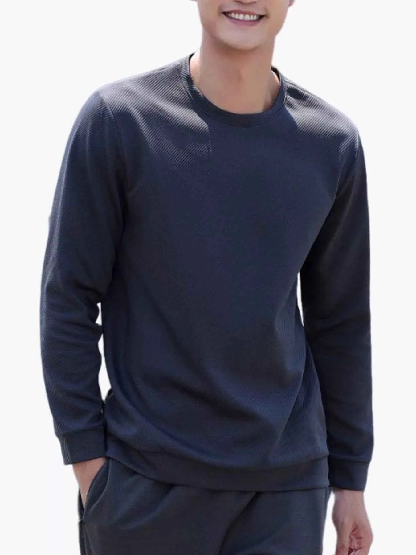 Men's Full Size Casual Solid Color Long Sleeve Sweatshirt Plus Size